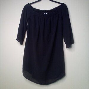 Meaveor Blouse Women L Short Sleeve Lined Black